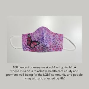 Face Mask (Reversible) Raspberry Hawaiian Butterfl
